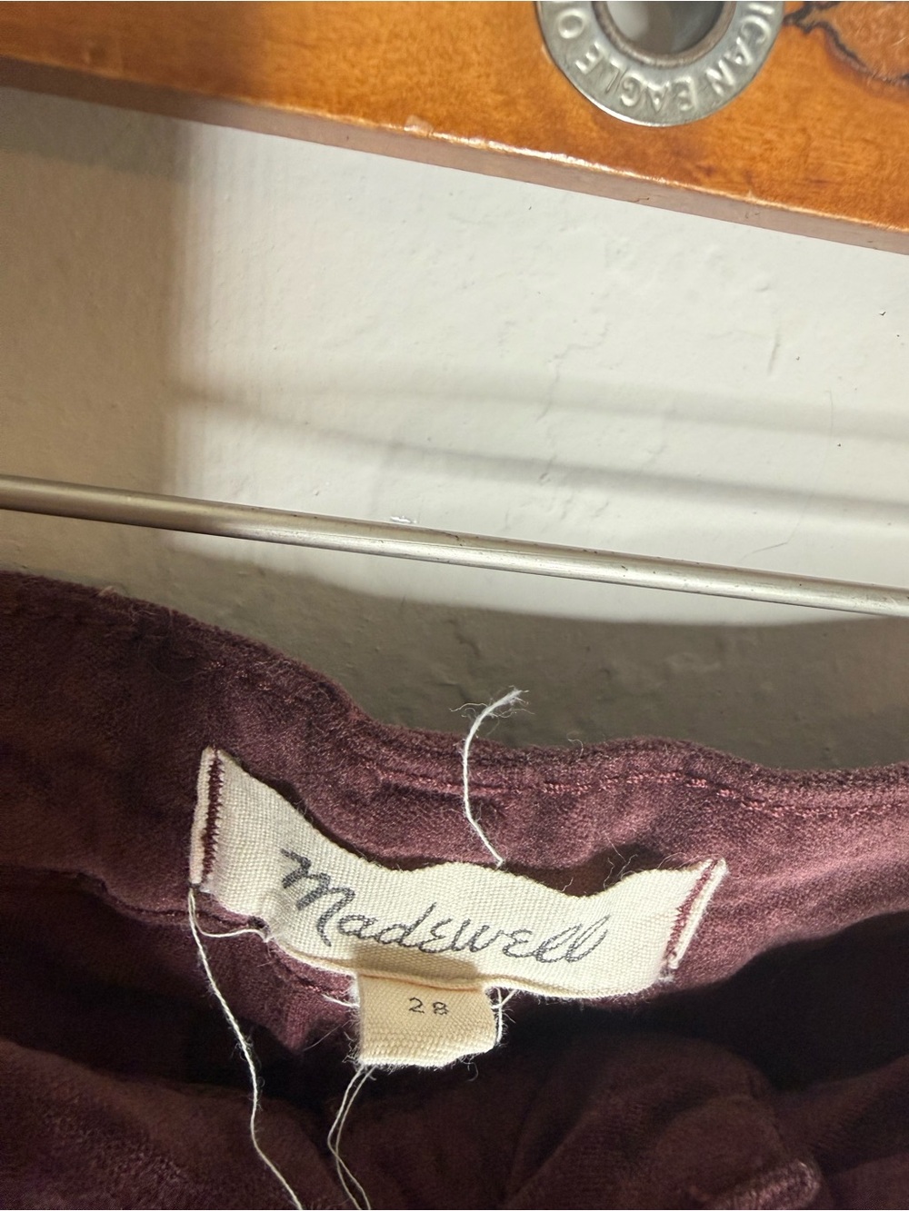 Madewell Emmett Wide-Leg Crop Pants in Velveteen rich plum size 28 - Picture 4 of 6